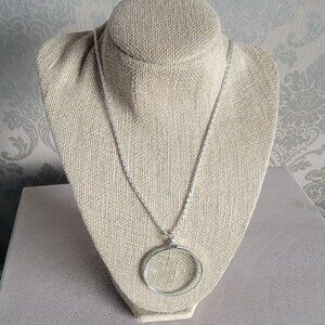 Silver Tone Magnifying Glass Necklace